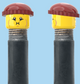 `A NEW ITEM  -  Brick Caps - Schrader Valve - 2 Face Head (Bursting Cheeks & Wrinkle Eye Smile) with a Brown Beanie