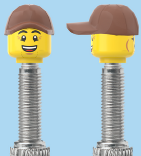 `A NEW ITEM  -  Brick Caps - Presta Valve - 2 Face Head (Bursting Cheeks & Wrinkle Eye Smile) with a Brown Cap