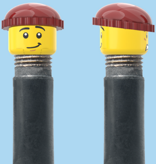 `A NEW ITEM  -  Brick Caps - Schrader Valve - 2 Face Head (Worried Look & Half Smile) with a Brown Beanie