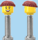 `A NEW ITEM  -  Brick Caps - Presta Valve - 2 Face Head with Freckles & Lipstick (Open Mouth Smile & Closed Eye Smile) with a Brown Beanie