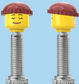 `A NEW ITEM  -  Brick Caps - Presta Valve - 2 Face Head with Freckles & Lipstick (Open Mouth Smile & Closed Eye Smile) with a Brown Beanie