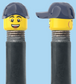 `A NEW ITEM  -  Brick Caps - Schrader Valve - 2 Face Head (Bursting Cheeks & Wrinkle Eye Smile) with a Blue Cap