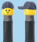 `A NEW ITEM  -  Brick Caps - Schrader Valve - 2 Face Head (Bursting Cheeks & Wrinkle Eye Smile) with a Blue Cap