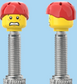`A NEW ITEM  -  Brick Caps - Presta Valve - 2 Face Head (Worried Look & Half Smile) with a Red Helmet