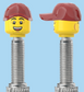 `A NEW ITEM  -  Brick Caps - Presta Valve - 2 Face Head (Bursting Cheeks & Wrinkle Eye Smile) with a Red Cap