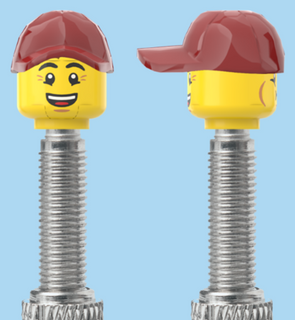 `A NEW ITEM  -  Brick Caps - Presta Valve - 2 Face Head (Bursting Cheeks & Wrinkle Eye Smile) with a Red Cap