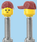 `A NEW ITEM  -  Brick Caps - Presta Valve - 2 Face Head (Bursting Cheeks & Wrinkle Eye Smile) with a Red Cap
