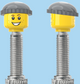 `A NEW ITEM  -  Brick Caps - Presta Valve - 2 Face Head (Freckles Smile & Freckles Worried Look) with a Grey Beanie