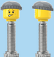 `A NEW ITEM  -  Brick Caps - Presta Valve - 2 Face Head (Freckles Smile & Freckles Worried Look) with a Grey Beanie