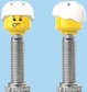 `A NEW ITEM  -  Brick Caps - Presta Valve - 2 Face Head (Freckles Smile & Freckles Worried Look) with a Helmet White