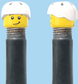 `A NEW ITEM  -  Brick Caps - Schrader Valve - 2 Face Head (Worried Look & Half Smile) with a Helmet White