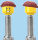 `A NEW ITEM  -  Brick Caps - Presta Valve - 2 Face Head (Freckles Smile & Freckles Worried Look) with a Brown Beanie