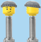 `A NEW ITEM  -  Brick Caps - Presta Valve - 2 Face Head (Worried Look & Half Smile) with a Grey Beanie