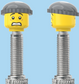 `A NEW ITEM  -  Brick Caps - Presta Valve - 2 Face Head (Worried Look & Half Smile) with a Grey Beanie
