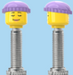 `A NEW ITEM  -  Brick Caps - Presta Valve - 2 Face Head with Freckles & Lipstick (Open Mouth Smile & Closed Eye Smile) with a Purple Beanie
