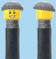 `A NEW ITEM  -  Brick Caps - Schrader Valve - 2 Face Head (Freckles Smile & Freckles Worried Look) with a Grey Beanie