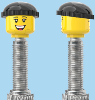 `A NEW ITEM  -  Brick Caps - Presta Valve - 2 Face Head with Freckles & Lipstick (Open Mouth Smile & Closed Eye Smile) with a Black Beanie