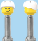 `A NEW ITEM  -  Brick Caps - Presta Valve - 2 Face Head (Worried Look & Half Smile) with a Helmet White