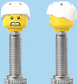 `A NEW ITEM  -  Brick Caps - Presta Valve - 2 Face Head (Worried Look & Half Smile) with a Helmet White