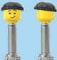 `A NEW ITEM  -  Brick Caps - Presta Valve - 2 Face Head (Worried Look & Half Smile) with a Black Beanie