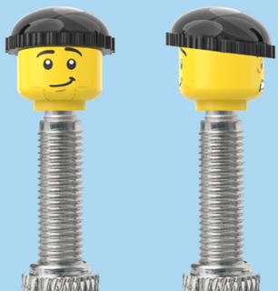 `A NEW ITEM  -  Brick Caps - Presta Valve - 2 Face Head (Worried Look & Half Smile) with a Black Beanie