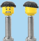 `A NEW ITEM  -  Brick Caps - Presta Valve - 2 Face Head (Worried Look & Half Smile) with a Black Beanie