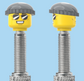 `A NEW ITEM  -  Brick Caps - Presta Valve - 2 Face Head (Sunglasses with Cheesy Smile & Normal Smile Face) with a Grey Beanie