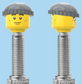 `A NEW ITEM  -  Brick Caps - Presta Valve - 2 Face Head (Sunglasses with Cheesy Smile & Normal Smile Face) with a Grey Beanie