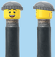 `A NEW ITEM  -  Brick Caps - Schrader Valve - 2 Face Head (Bursting Cheeks & Wrinkle Eye Smile) with a Grey Beanie