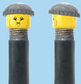 `A NEW ITEM  -  Brick Caps - Schrader Valve - 2 Face Head (Bursting Cheeks & Wrinkle Eye Smile) with a Grey Beanie
