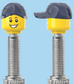 `A NEW ITEM  -  Brick Caps - Presta Valve - 2 Face Head (Freckles Smile & Freckles Worried Look) with a Blue Cap