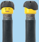 `A NEW ITEM  -  Brick Caps - Schrader Valve - 2 Face Head with Freckles & Lipstick (Open Mouth Smile & Closed Eye Smile) with a Black Helmet