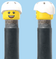 `A NEW ITEM  -  Brick Caps - Schrader Valve - 2 Face Head (Bursting Cheeks & Wrinkle Eye Smile) with a Helmet White
