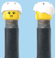 `A NEW ITEM  -  Brick Caps - Schrader Valve - 2 Face Head (Bursting Cheeks & Wrinkle Eye Smile) with a Helmet White