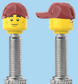 `A NEW ITEM  -  Brick Caps - Presta Valve - 2 Face Head (Sunglasses with Cheesy Smile & Normal Smile Face) with a Red Cap