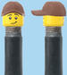 `A NEW ITEM  -  Brick Caps - Schrader Valve - 2 Face Head (Worried Look & Half Smile) with a Brown Cap