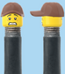 `A NEW ITEM  -  Brick Caps - Schrader Valve - 2 Face Head (Worried Look & Half Smile) with a Brown Cap