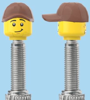 `A NEW ITEM  -  Brick Caps - Presta Valve - 2 Face Head (Worried Look & Half Smile) with a Brown Cap