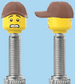 `A NEW ITEM  -  Brick Caps - Presta Valve - 2 Face Head (Worried Look & Half Smile) with a Brown Cap