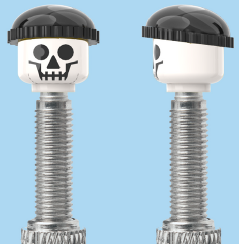`A NEW ITEM  -  Brick Caps - Presta Valve - 1 Face Head (SKULL) with a Black Beanie