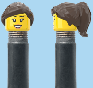 `A NEW ITEM  -  Brick Caps - Schrader Valve - 1 Face Head (Teeth Smile, Eyelashes & Lipstick) with a Black Half Pony Hairdo