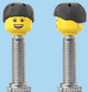 `A NEW ITEM  -  Brick Caps - Presta Valve - 2 Face Head (Bursting Cheeks & Wrinkle Eye Smile) with a Black Helmet