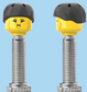 `A NEW ITEM  -  Brick Caps - Presta Valve - 2 Face Head (Bursting Cheeks & Wrinkle Eye Smile) with a Black Helmet
