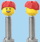 `A NEW ITEM  -  Brick Caps - Presta Valve - 2 Face Head (Bursting Cheeks & Wrinkle Eye Smile) with a Red Helmet
