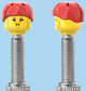 `A NEW ITEM  -  Brick Caps - Presta Valve - 2 Face Head (Bursting Cheeks & Wrinkle Eye Smile) with a Red Helmet