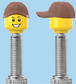 `A NEW ITEM  -  Brick Caps - Presta Valve - 2 Face Head (Freckles Smile & Freckles Worried Look) with a Brown Cap