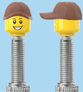 `A NEW ITEM  -  Brick Caps - Presta Valve - 2 Face Head (Freckles Smile & Freckles Worried Look) with a Brown Cap