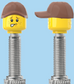 `A NEW ITEM  -  Brick Caps - Presta Valve - 2 Face Head (Freckles Smile & Freckles Worried Look) with a Brown Cap