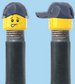 `A NEW ITEM  -  Brick Caps - Schrader Valve - 2 Face Head (Freckles Smile & Freckles Worried Look) with a Blue Cap