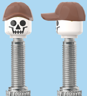 `A NEW ITEM  -  Brick Caps - Presta Valve - 1 Face Head (SKULL) with a Brown Cap